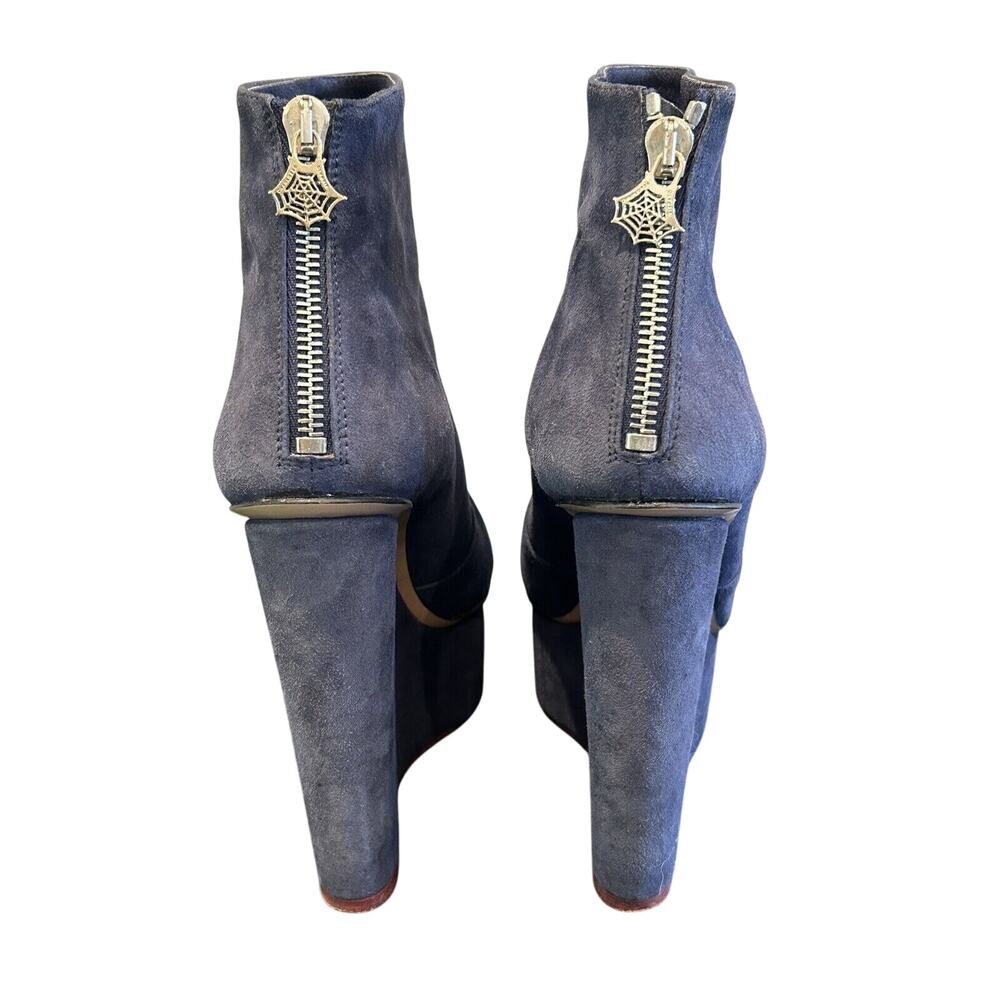 Charlotte Olympia Women's Blue Suede Back Zip Wedge Heel Ankle Booties Sz EUR 35 - Picture 2 of 7